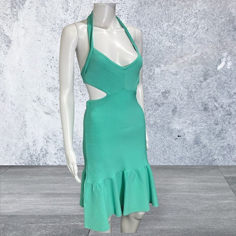 Guess Green Cut Out Band Dead Stock Halter Neck Ruffle Bottom Y2K 90’s